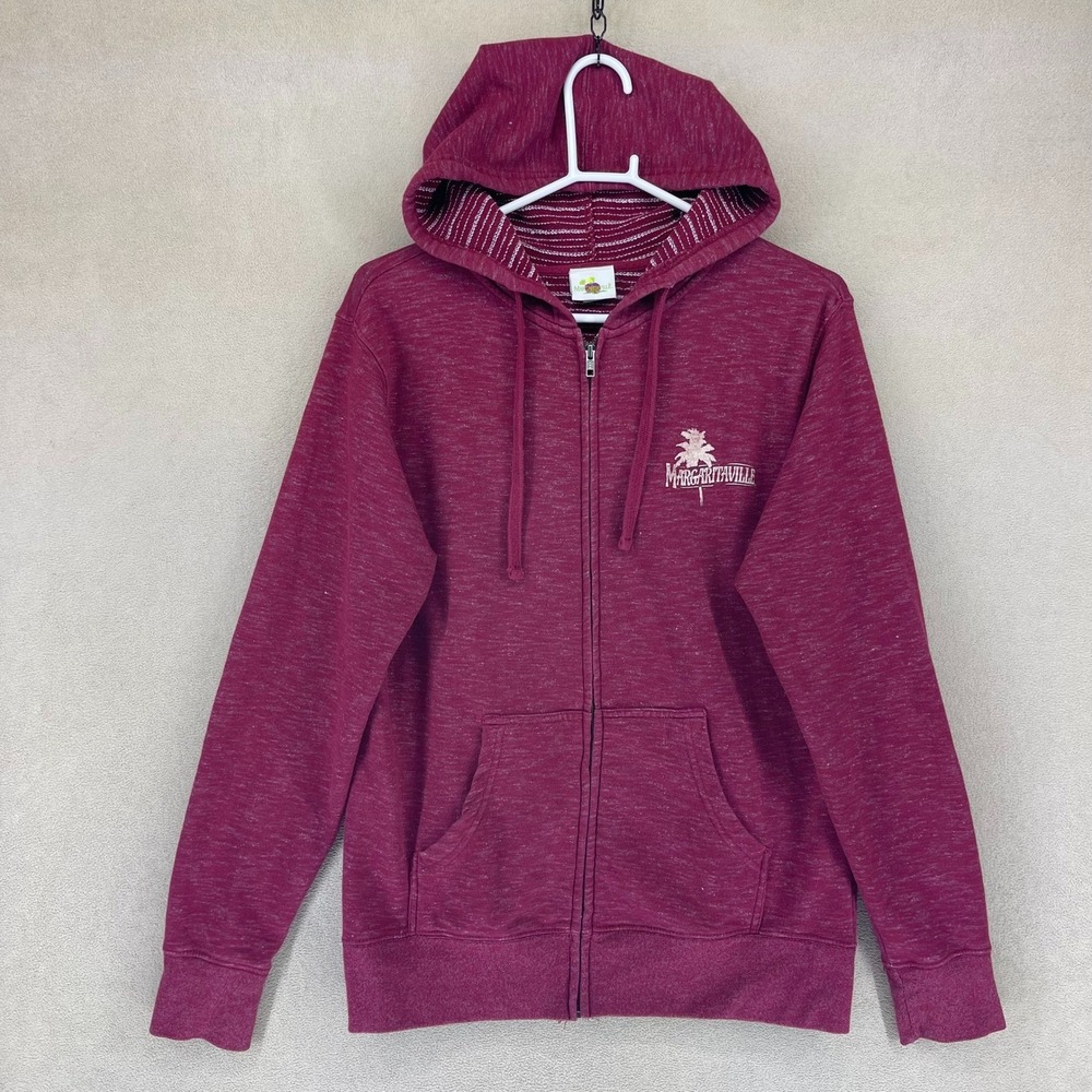 Margaritaville Hoodie Unisex Medium Hollywood Graphic Burgundy Full Zip EUC